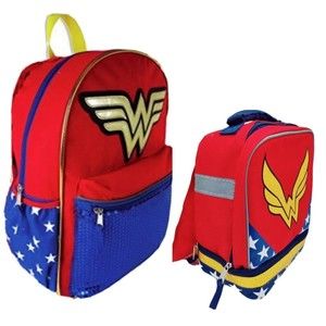 Wonder Woman Backpack and Lunchbox School Bag DC Comics Adjustable Straps Set